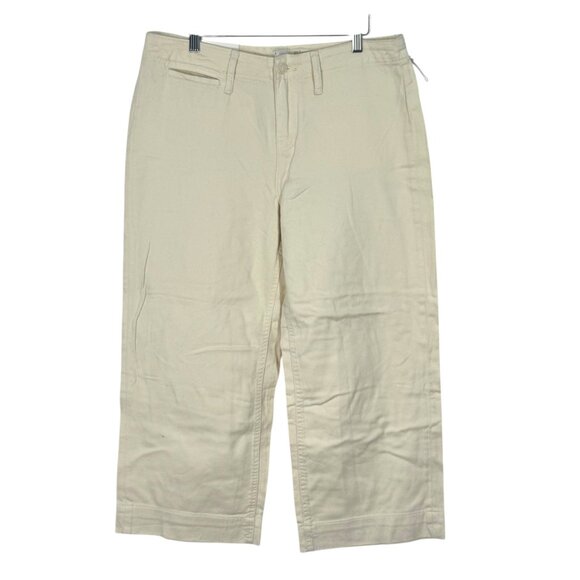 Wide-Leg Crop Pants Stretch High Rise Size 12 A New Day Womens Beige - Picture 1 of 5